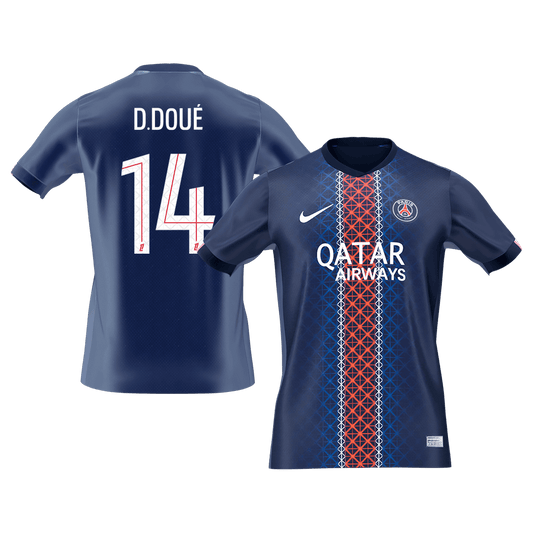 PSG 2025/26 Koti Pelipaita Miesten D.DOUÉ #14 [PREMIUM]