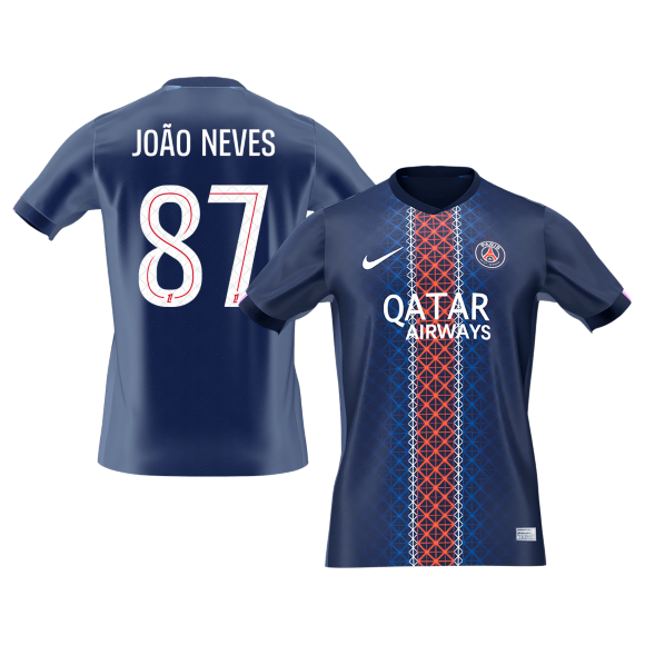 PSG 2025/26 Koti Pelipaita Miesten JOÃO NEVES #87 [PREMIUM]